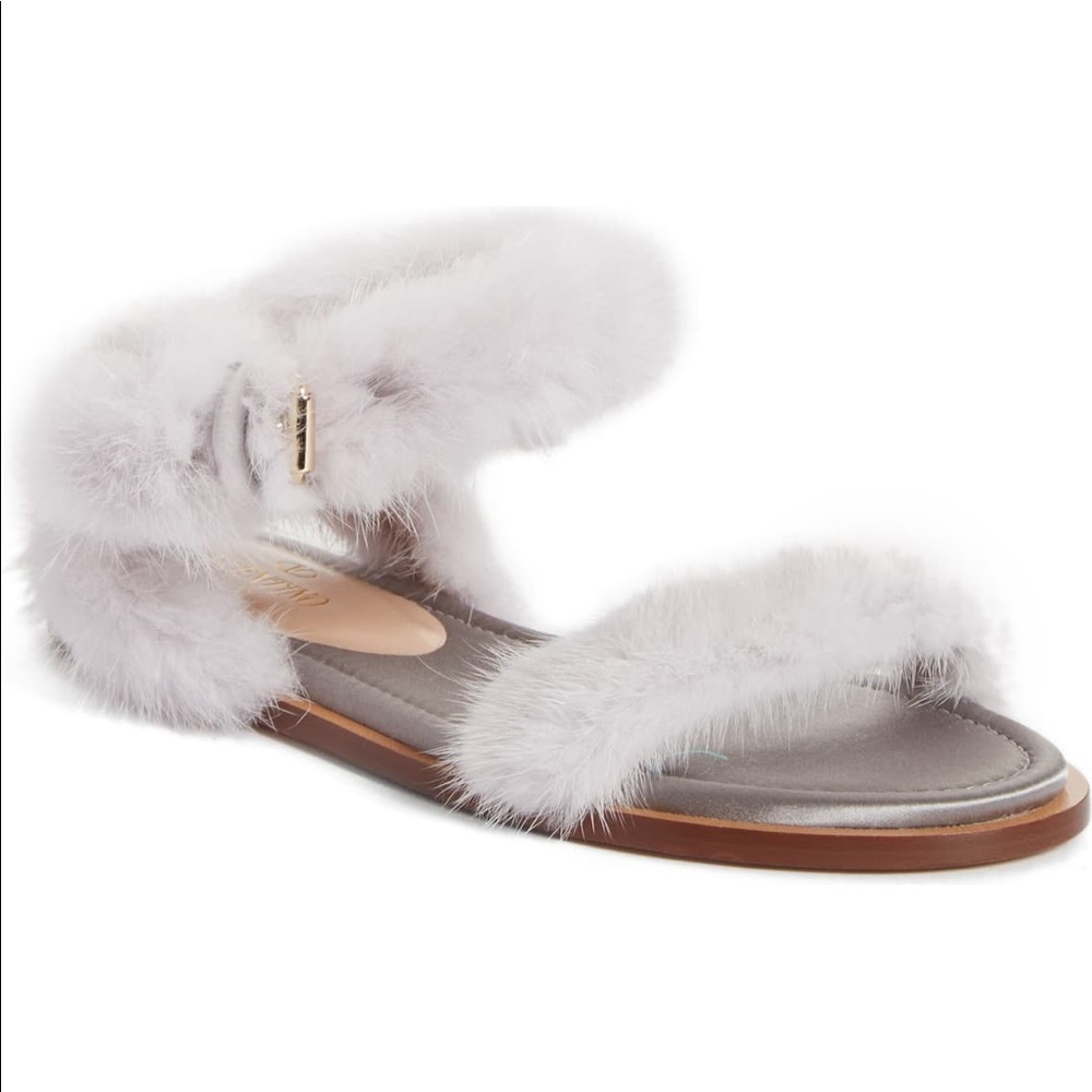 Valentino Garavani Genuine Mink Fur Sandal